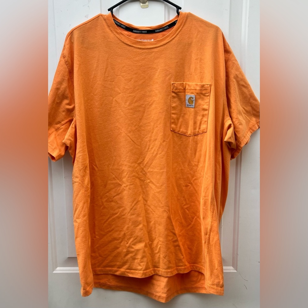 Carhartt Force Orange Peach Pocket Patch Relaxed Fit Tee T Shirt-Mens XL - Picture 1 of 5